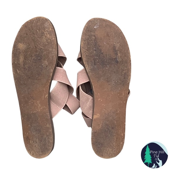 Lord & Taylor Design Lab Sandals Womens 8 Beige Flat Fabric Stretch Slingback - Picture 5 of 7